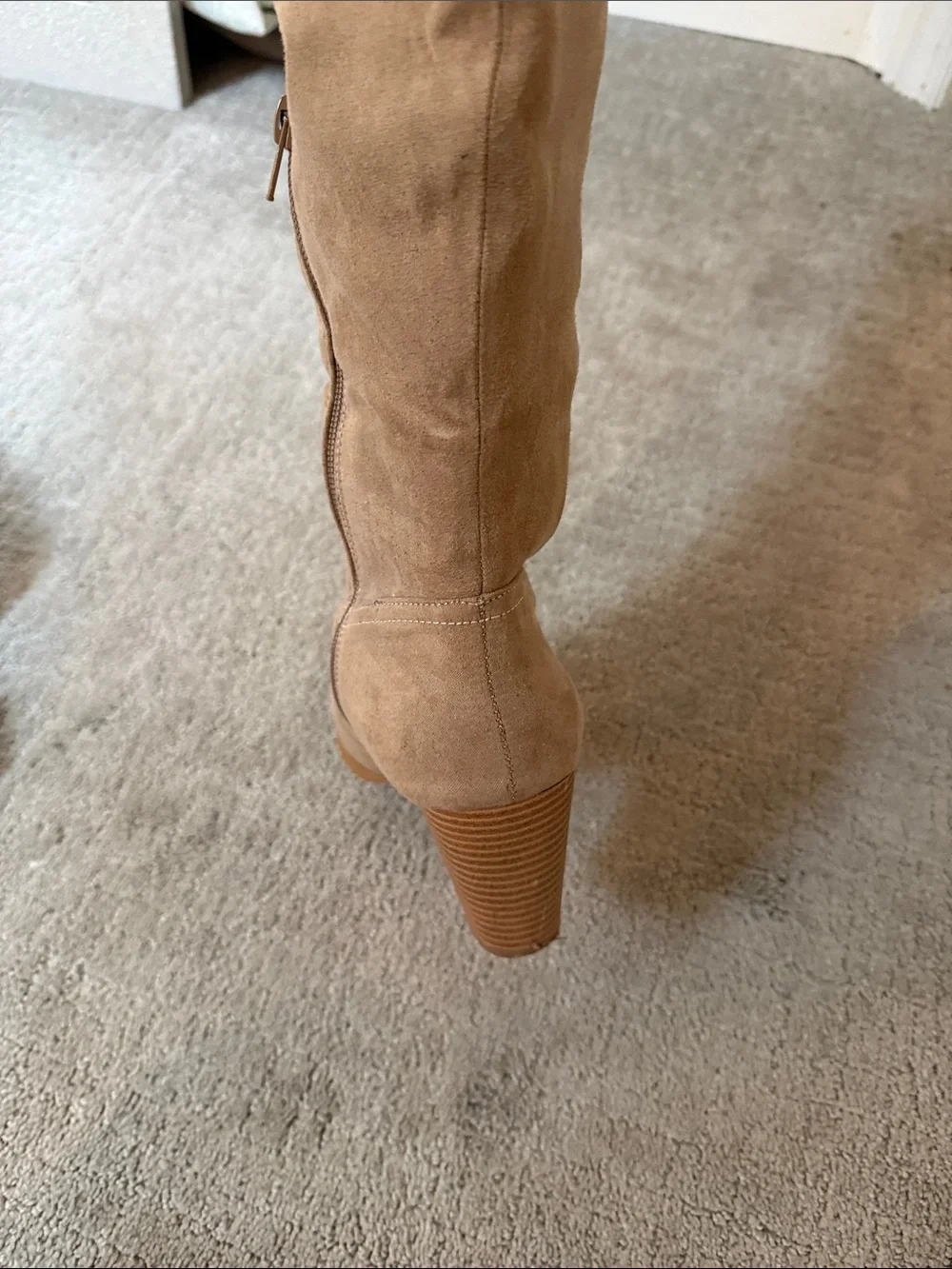 Women's Taupe Suede Knee-High Boots